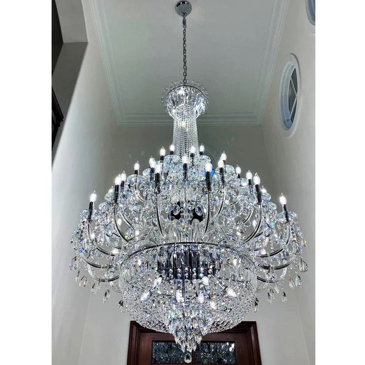 Extra Large European - style Multi - layers Candle Luxury Crystal Chandelier Gold Art Foyer/Staircase Decorative Light Fixture - Camilalamps - Ca-1X059