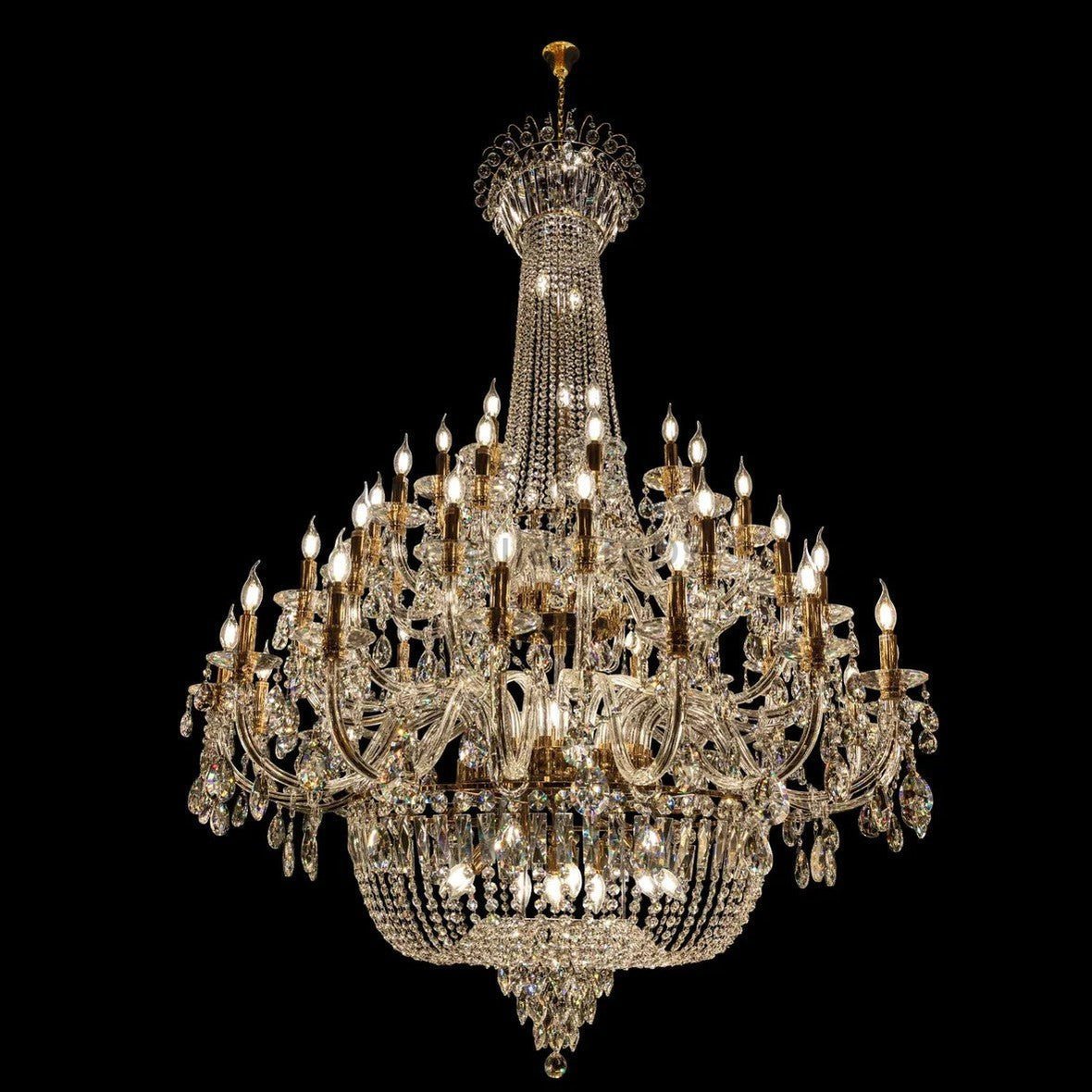 Extra Large European - style Multi - layers Candle Luxury Crystal Chandelier Gold Art Foyer/Staircase Decorative Light Fixture - Camilalamps - Ca-1X059