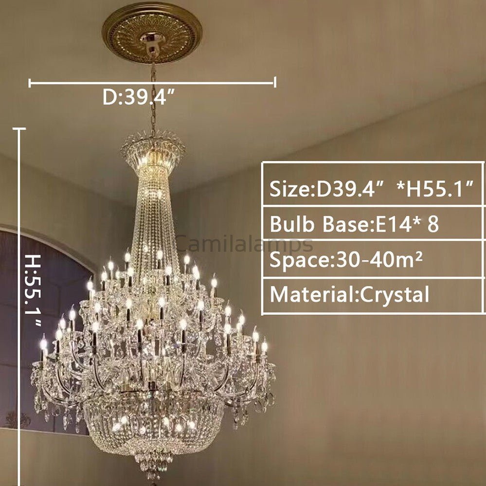 Extra Large European - style Multi - layers Candle Luxury Crystal Chandelier Gold Art Foyer/Staircase Decorative Light Fixture - Camilalamps - Ca-1X-1010640