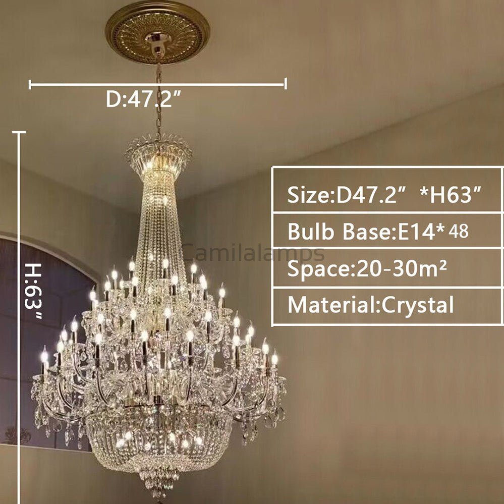 Extra Large European - style Multi - layers Candle Luxury Crystal Chandelier Gold Art Foyer/Staircase Decorative Light Fixture - Camilalamps - Ca-1X-1010640