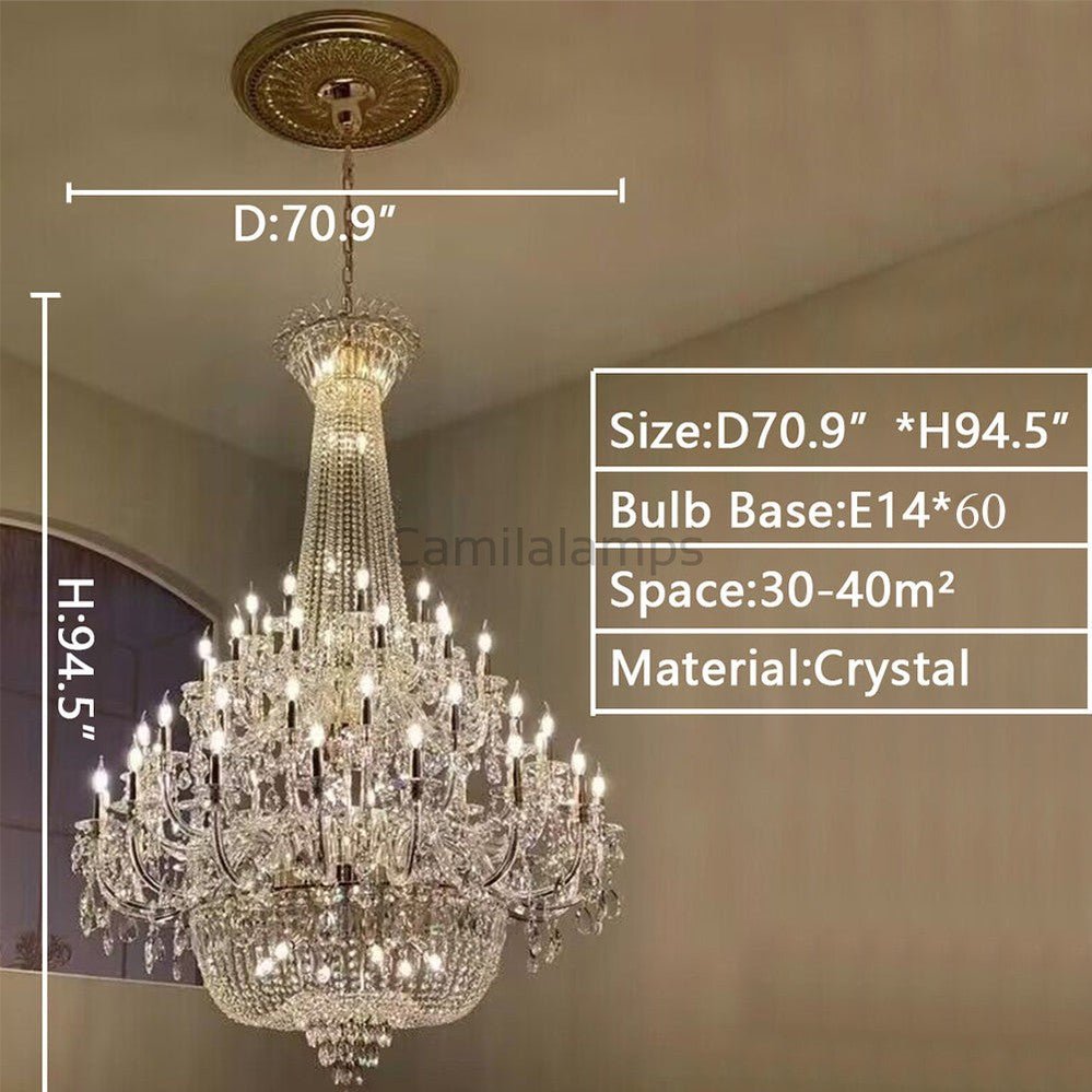 Extra Large European - style Multi - layers Candle Luxury Crystal Chandelier Gold Art Foyer/Staircase Decorative Light Fixture - Camilalamps - Ca-1X-1010640