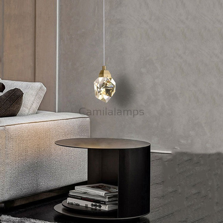 Faceted Crystal Masonry Pendant Light, Brass - Camilalamps - CA - PENDANT - 0197