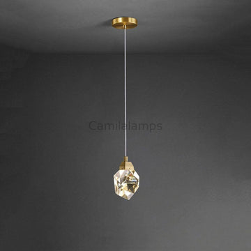 Faceted Crystal Masonry Pendant Light, Brass - Camilalamps - CA - PENDANT - 0197