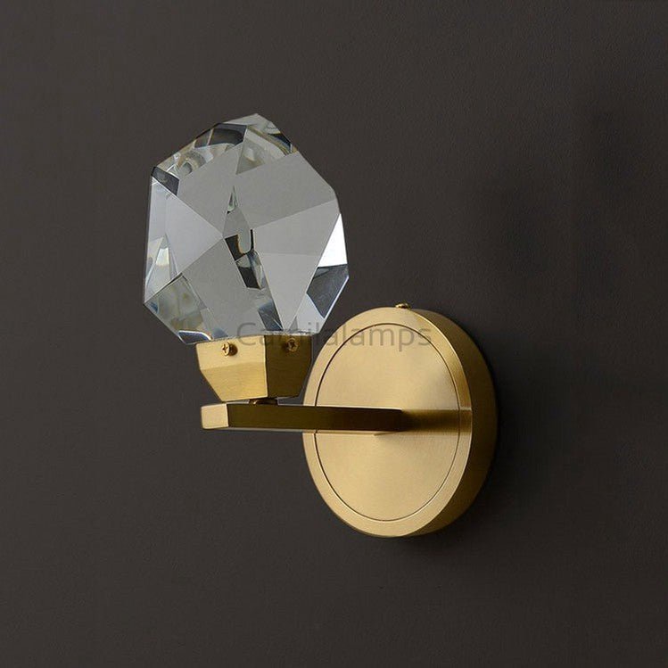 Faceted Crystal Masonry Wall Sconce, Brass - Camilalamps - CA - WS0040
