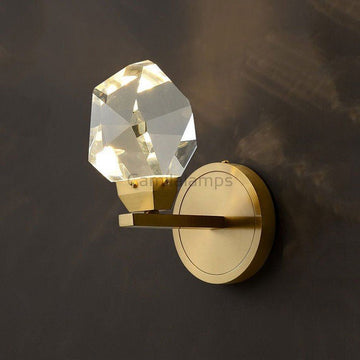 Faceted Crystal Masonry Wall Sconce, Brass - Camilalamps - CA - WS0040