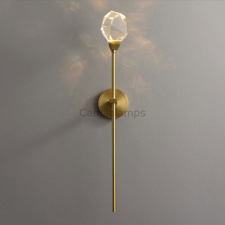 Faceted Crystal Masonry Wall Sconce Using Long Rod, Brass - Camilalamps - CA - WS0041