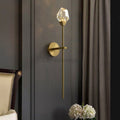 Faceted Crystal Masonry Wall Sconce Using Long Rod, Brass - Camilalamps - CA - WS0041