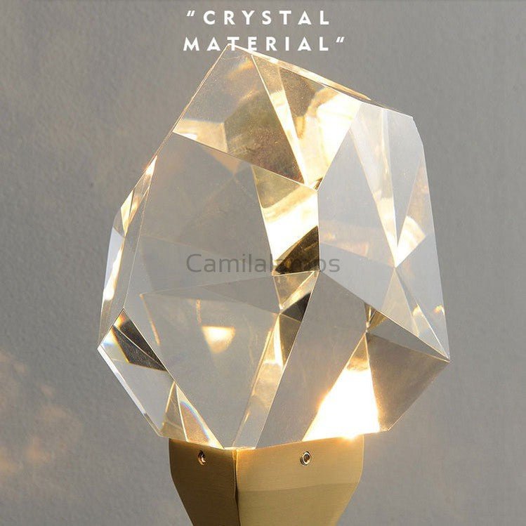 Faceted Crystal Masonry Wall Sconce Using Long Rod, Brass - Camilalamps - CA - WS0041