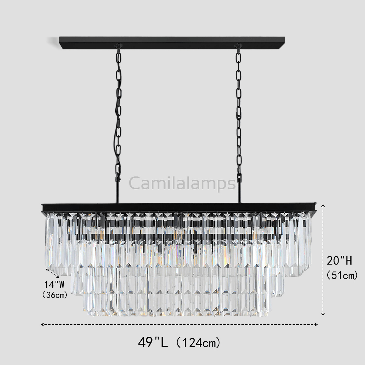 Falria 3 - Tier Crystal Rectangular Chandelier - Camilalamps - Ca-1LI2024-1C5705