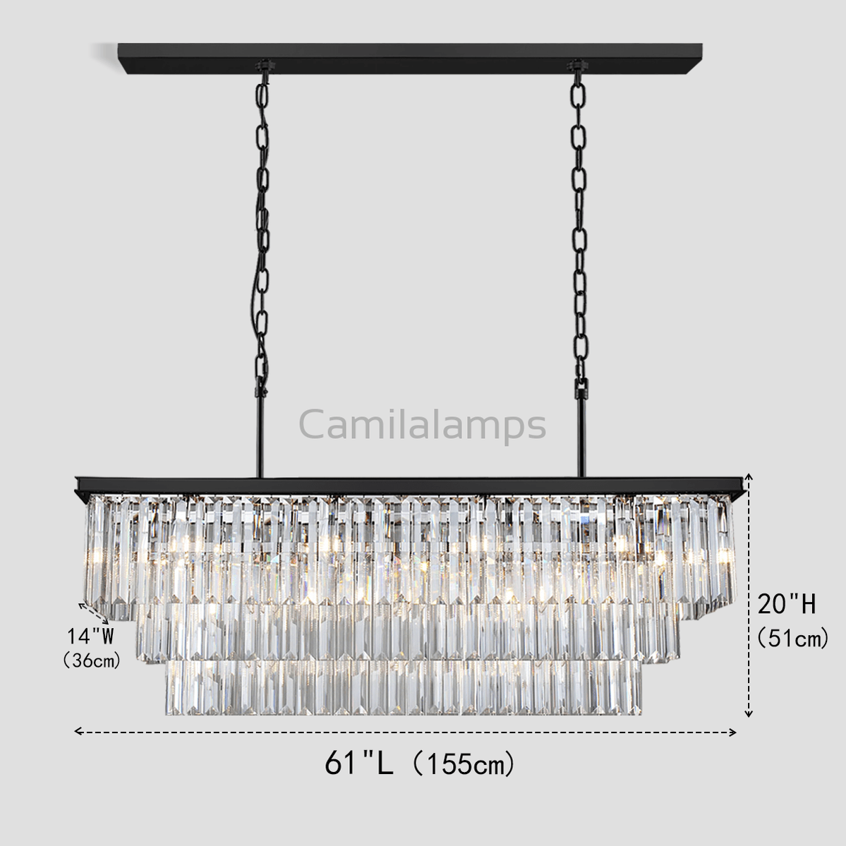 Falria 3 - Tier Crystal Rectangular Chandelier - Camilalamps - CA - LI2024 - C5705