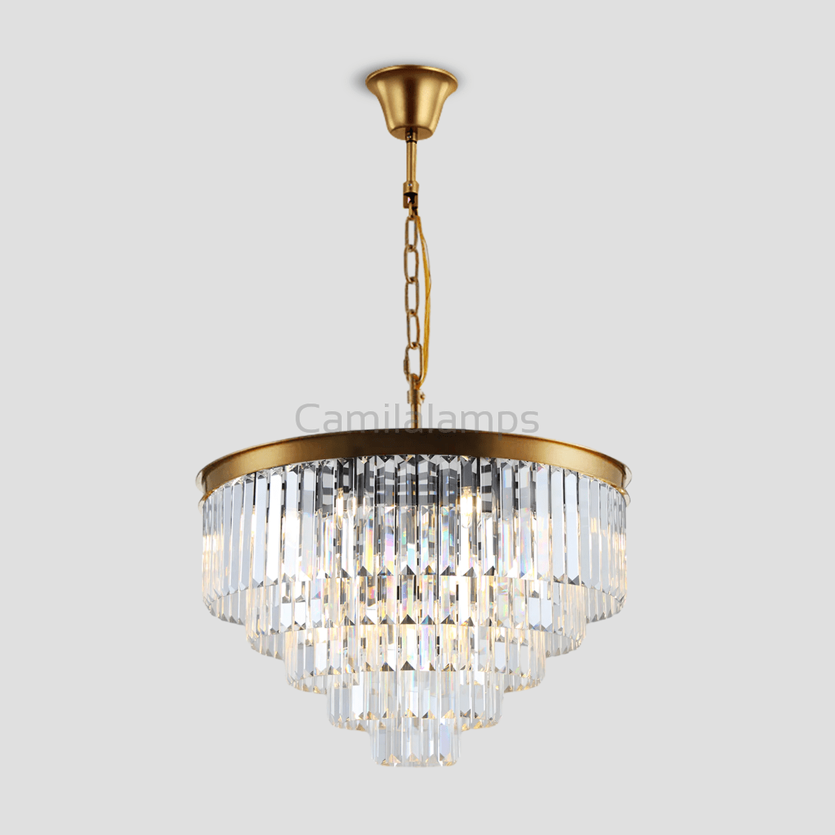 Falria Multi - Tier Clear/Smoke Crystal Round Chandelier - Camilalamps - CA - LI2024 - C5693