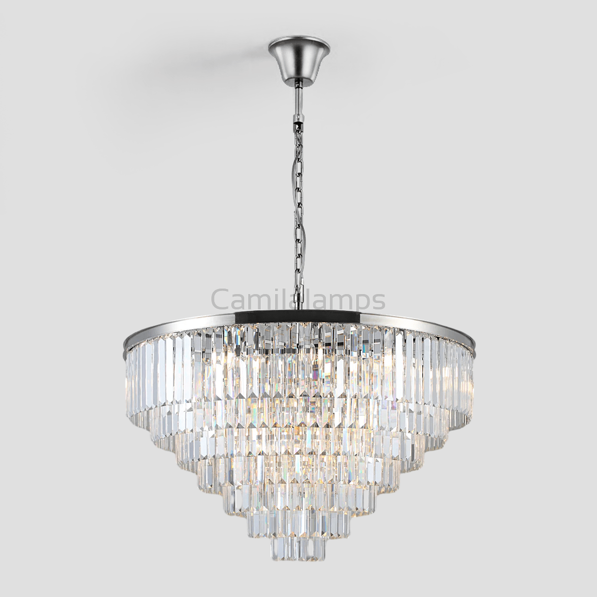 Falria Multi - Tier Clear/Smoke Crystal Round Chandelier - Camilalamps - Ca-1LI2024-1C5697