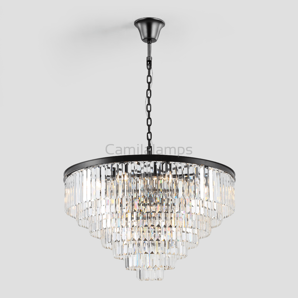 Falria Multi - Tier Clear/Smoke Crystal Round Chandelier - Camilalamps - Ca-1LI2024-1C5703
