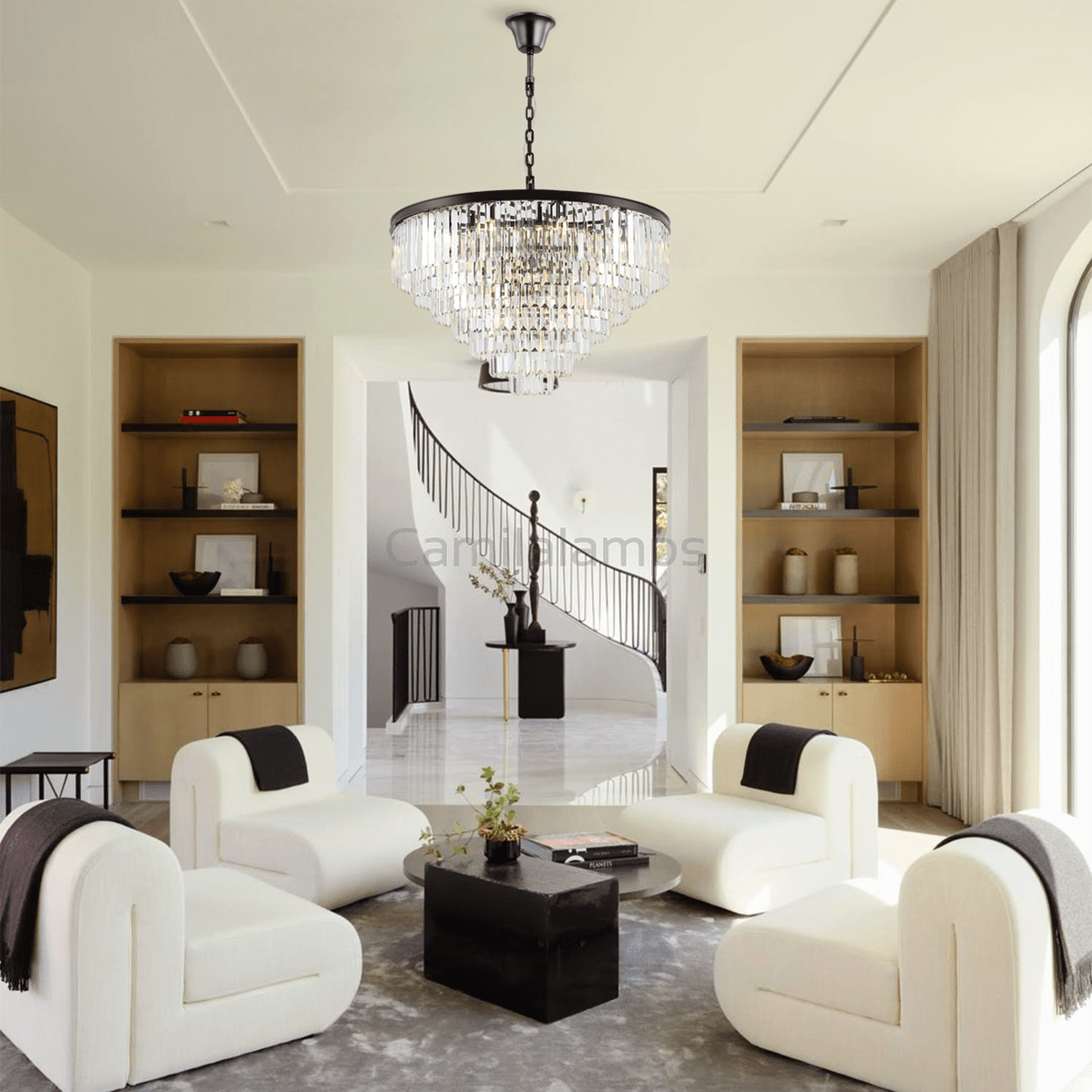 Falria Multi - Tier Clear/Smoke Crystal Round Chandelier - Camilalamps - Ca-1LI2024-1C5681
