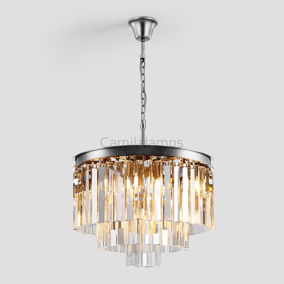 Falria Multi - Tier Clear/Smoke Crystal Round Chandelier - Camilalamps - Ca-1LI2024-1C5681
