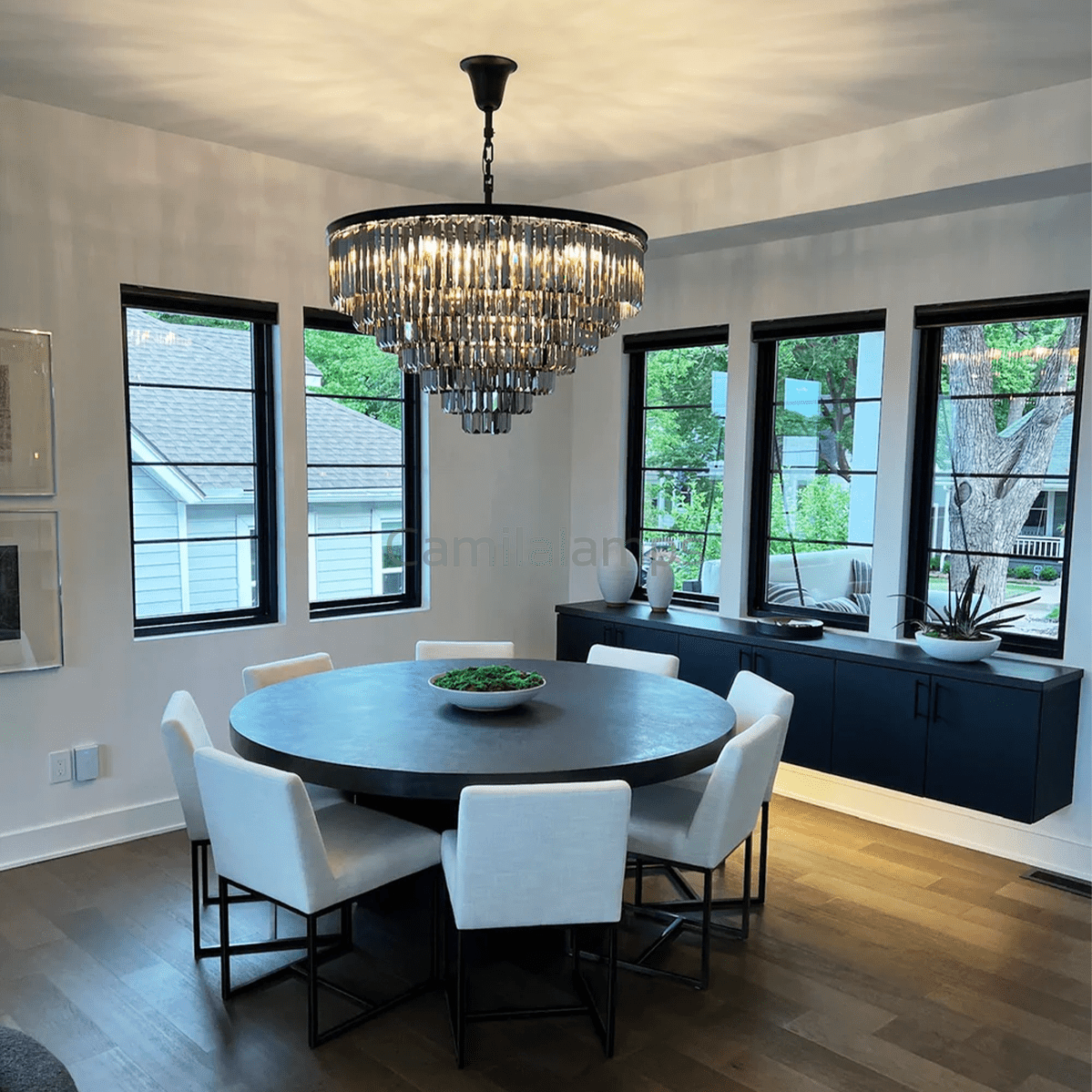 Falria Multi - Tier Clear/Smoke Crystal Round Chandelier - Camilalamps - CA - LI2024 - C5681