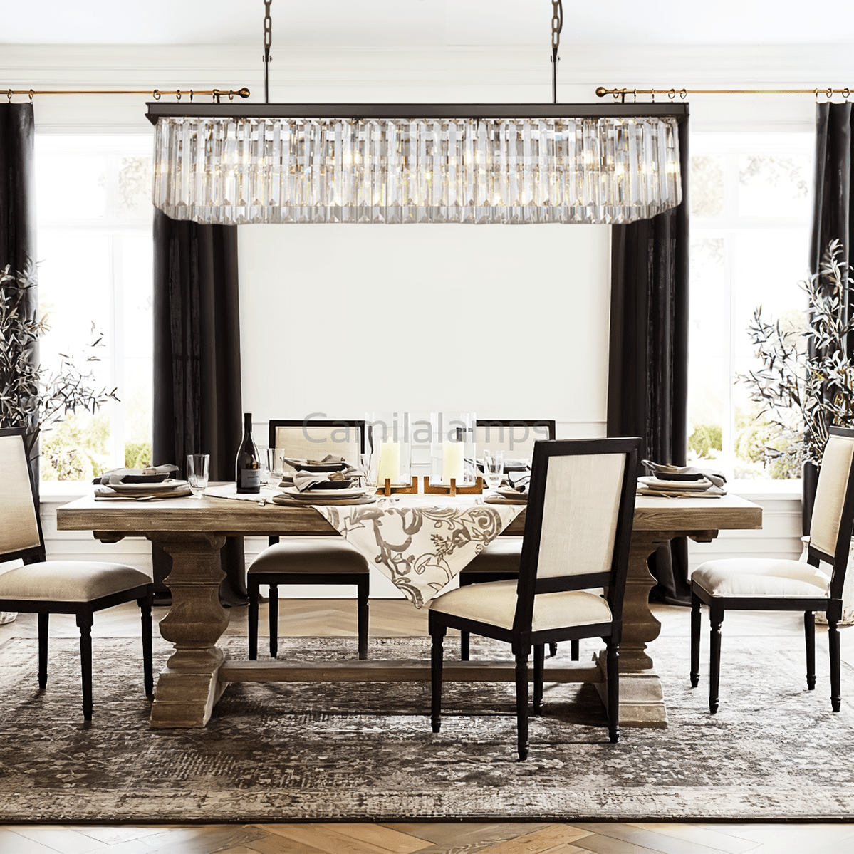 Falria Single - Tier Rectangular Crystal Rod Chandelier - Camilalamps - CA - LI2024 - C5630