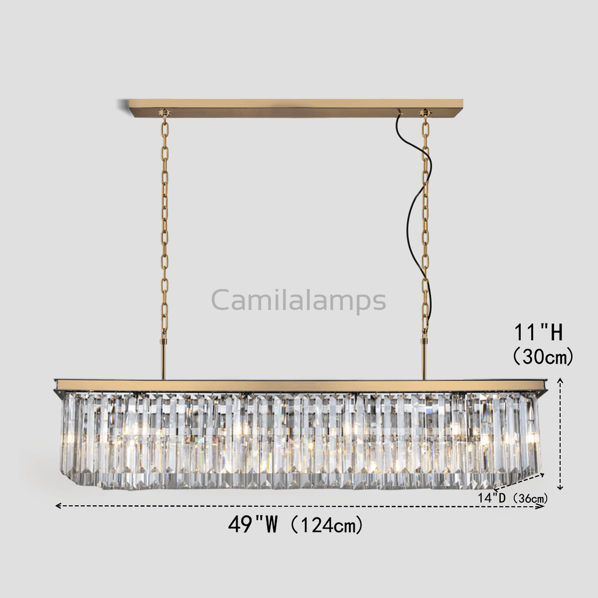 Falria Single - Tier Rectangular Crystal Rod Chandelier - Camilalamps - CA - LI2024 - C5630