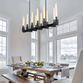 Farmhouse Chandelier with Glass Tube, Gold 12 - Lights Modern Chandeliers Over Table 54''Rectangular Luxurious Large Ceiling Pendant Lighting Fixture for Dining Living Room, Foyer - Camilalamps - B0CR4798R4