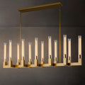Farmhouse Chandelier with Glass Tube, Gold 12 - Lights Modern Chandeliers Over Table 54''Rectangular Luxurious Large Ceiling Pendant Lighting Fixture for Dining Living Room, Foyer - Camilalamps - B0D9GCW3YT