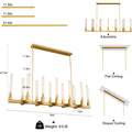 Farmhouse Chandelier with Glass Tube, Gold 12 - Lights Modern Chandeliers Over Table 54''Rectangular Luxurious Large Ceiling Pendant Lighting Fixture for Dining Living Room, Foyer - Camilalamps - B0CR4798R4