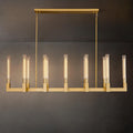 Farmhouse Chandelier with Glass Tube, Gold 12 - Lights Modern Chandeliers Over Table 54''Rectangular Luxurious Large Ceiling Pendant Lighting Fixture for Dining Living Room, Foyer - Camilalamps - B0CR47FGBT