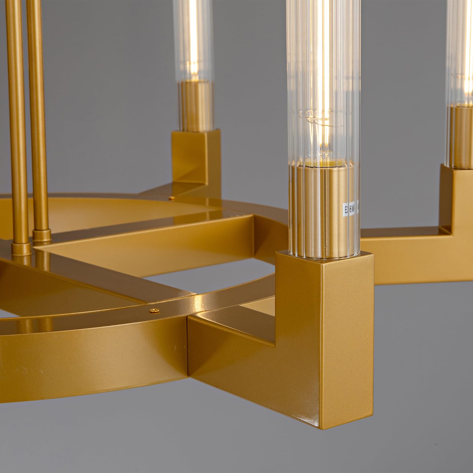 Farmhouse Chandelier with Glass Tube, Gold 12 - Lights Modern Chandeliers Over Table 54''Rectangular Luxurious Large Ceiling Pendant Lighting Fixture for Dining Living Room, Foyer - Camilalamps - B0CR4798R4