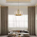 Farmhouse Chandelier with Glass Tube, Gold 12 - Lights Modern Chandeliers Over Table 54''Rectangular Luxurious Large Ceiling Pendant Lighting Fixture for Dining Living Room, Foyer - Camilalamps - B0CR4798R4
