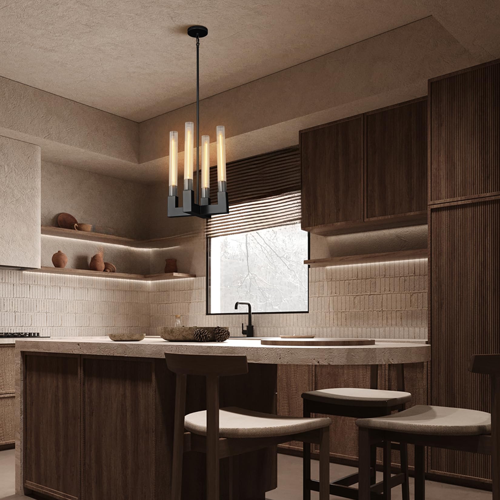 Farmhouse Chandelier with Glass Tube, Gold 12 - Lights Modern Chandeliers Over Table 54''Rectangular Luxurious Large Ceiling Pendant Lighting Fixture for Dining Living Room, Foyer - Camilalamps - B0CR4798R4