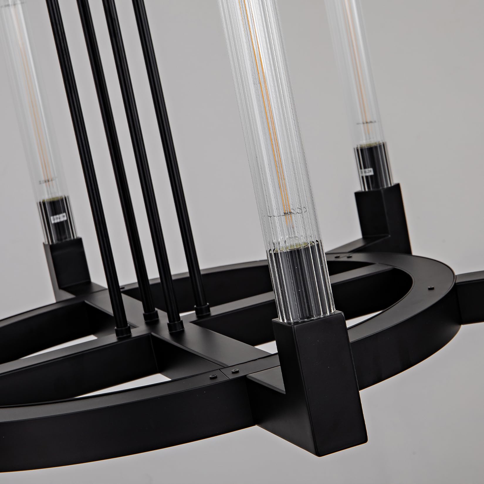 Farmhouse Chandelier with Glass Tube, Gold 12 - Lights Modern Chandeliers Over Table 54''Rectangular Luxurious Large Ceiling Pendant Lighting Fixture for Dining Living Room, Foyer - Camilalamps - B0CR4798R4