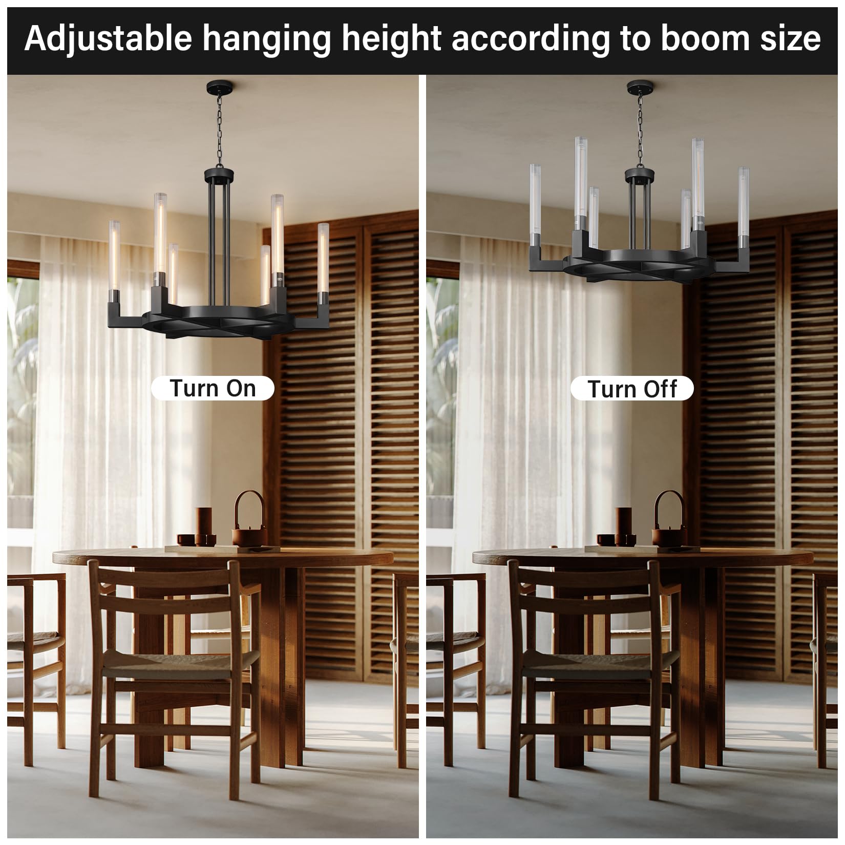 Farmhouse Chandelier with Glass Tube, Gold 12 - Lights Modern Chandeliers Over Table 54''Rectangular Luxurious Large Ceiling Pendant Lighting Fixture for Dining Living Room, Foyer - Camilalamps - B0CR4798R4