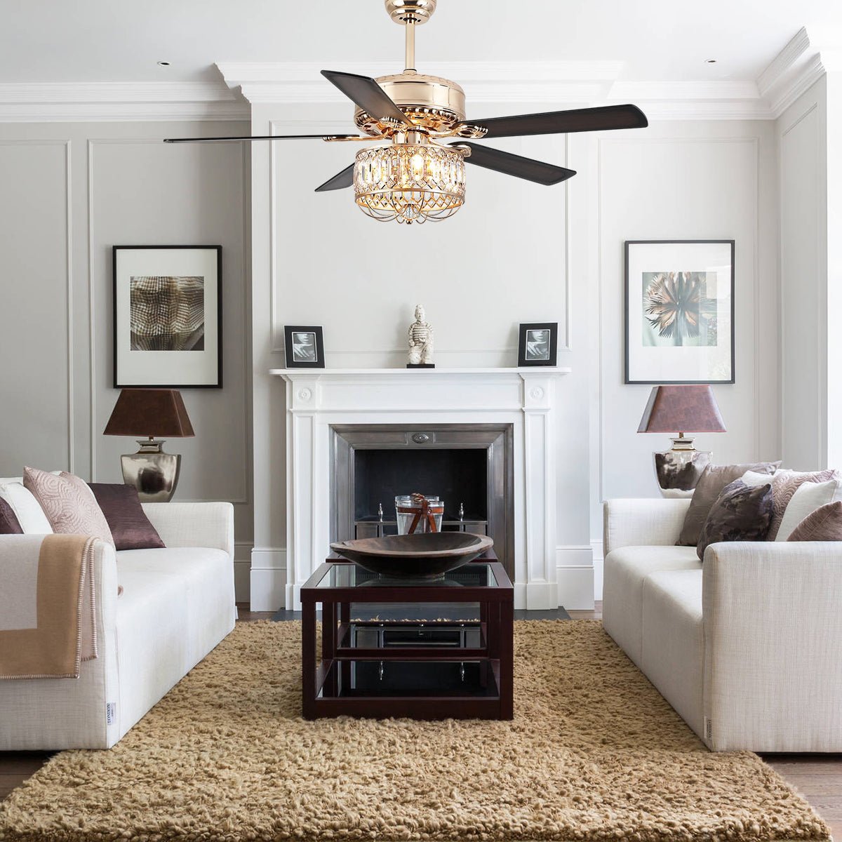 Farmhouse Crystal Ceiling Fan Light - Camilalamps - CA - 8221 - 52CG - SJD