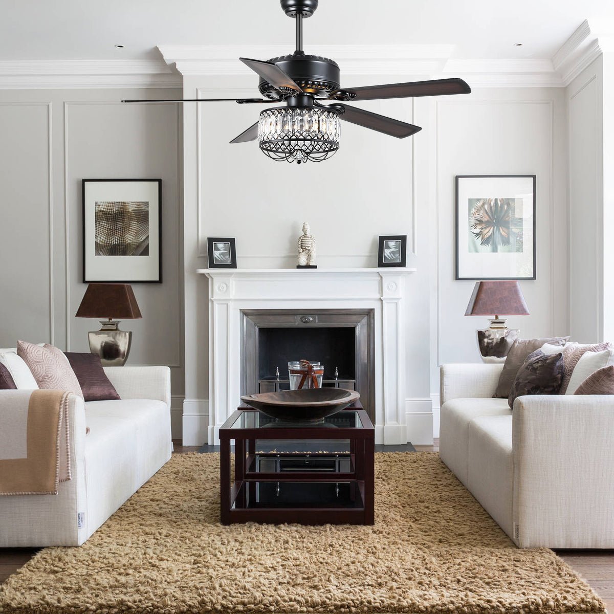 Farmhouse Crystal Ceiling Fan Light - Camilalamps - CA - 8221 - 52CB - SJD