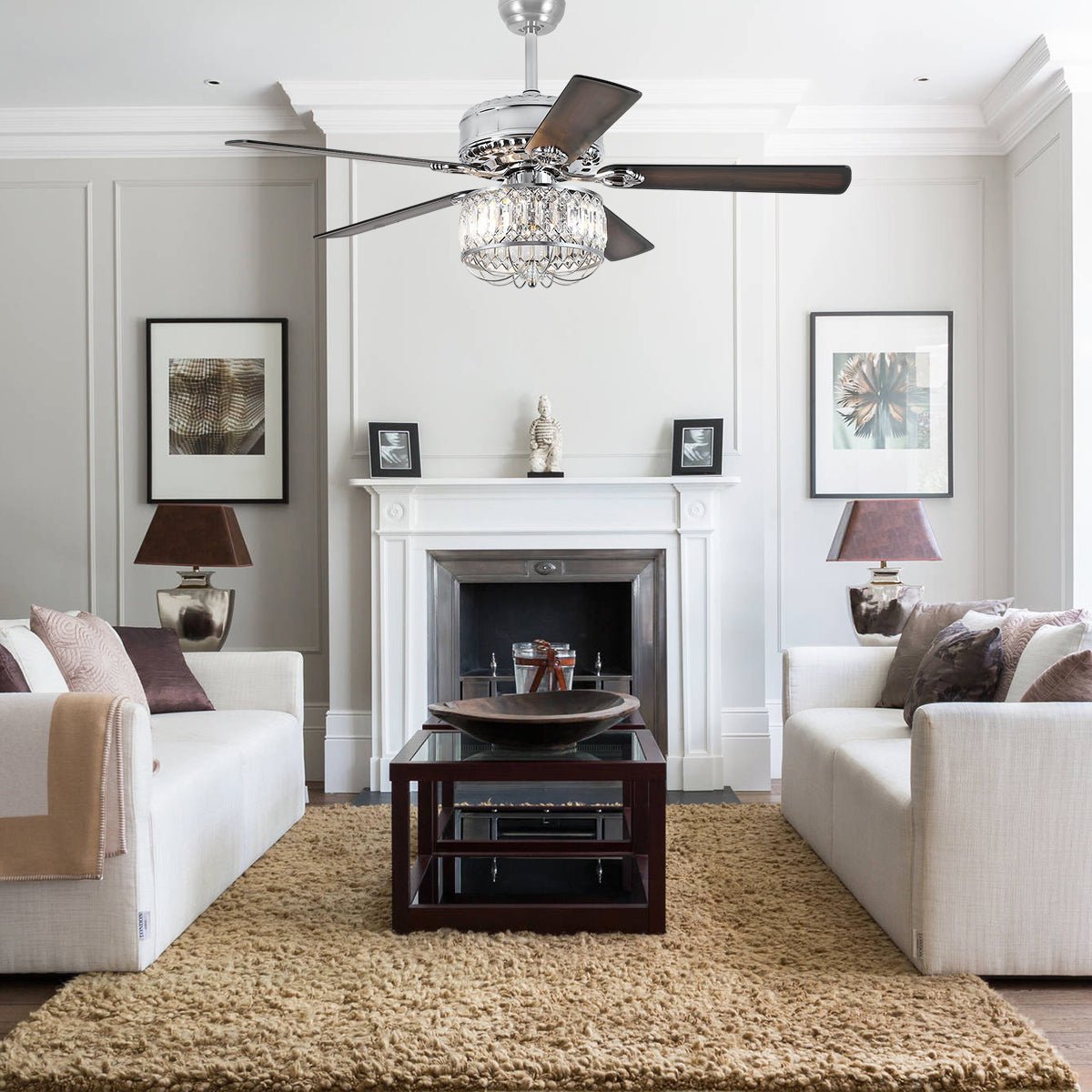 Farmhouse Crystal Ceiling Fan Light - Camilalamps - CA - 8221 - 52CS - SJD