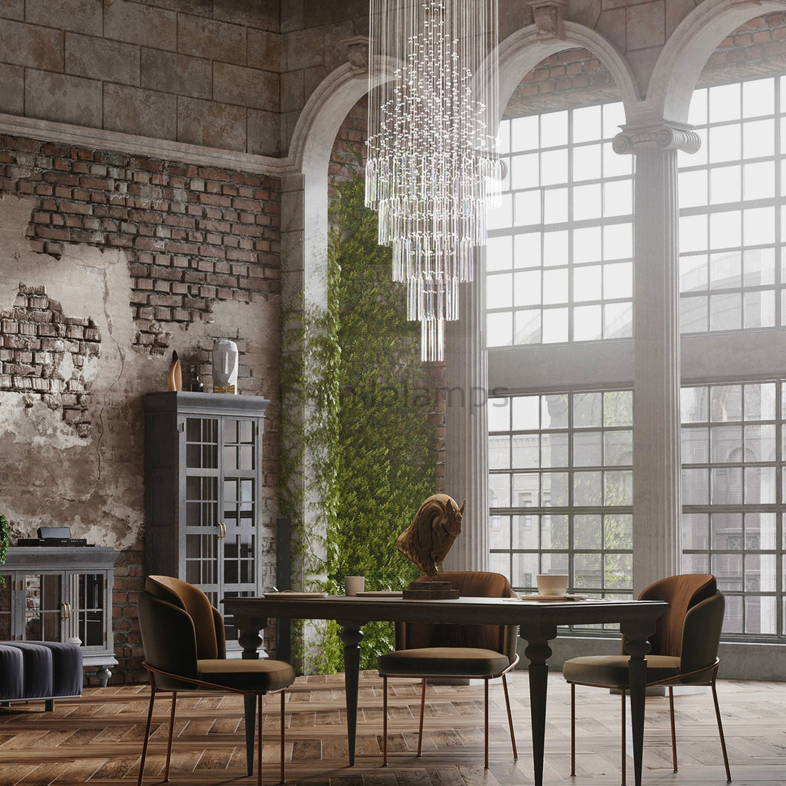 Floating Castle Round Raindrop Crystal Chandelier Ceiling Lights - Camilalamps - CH052 - D