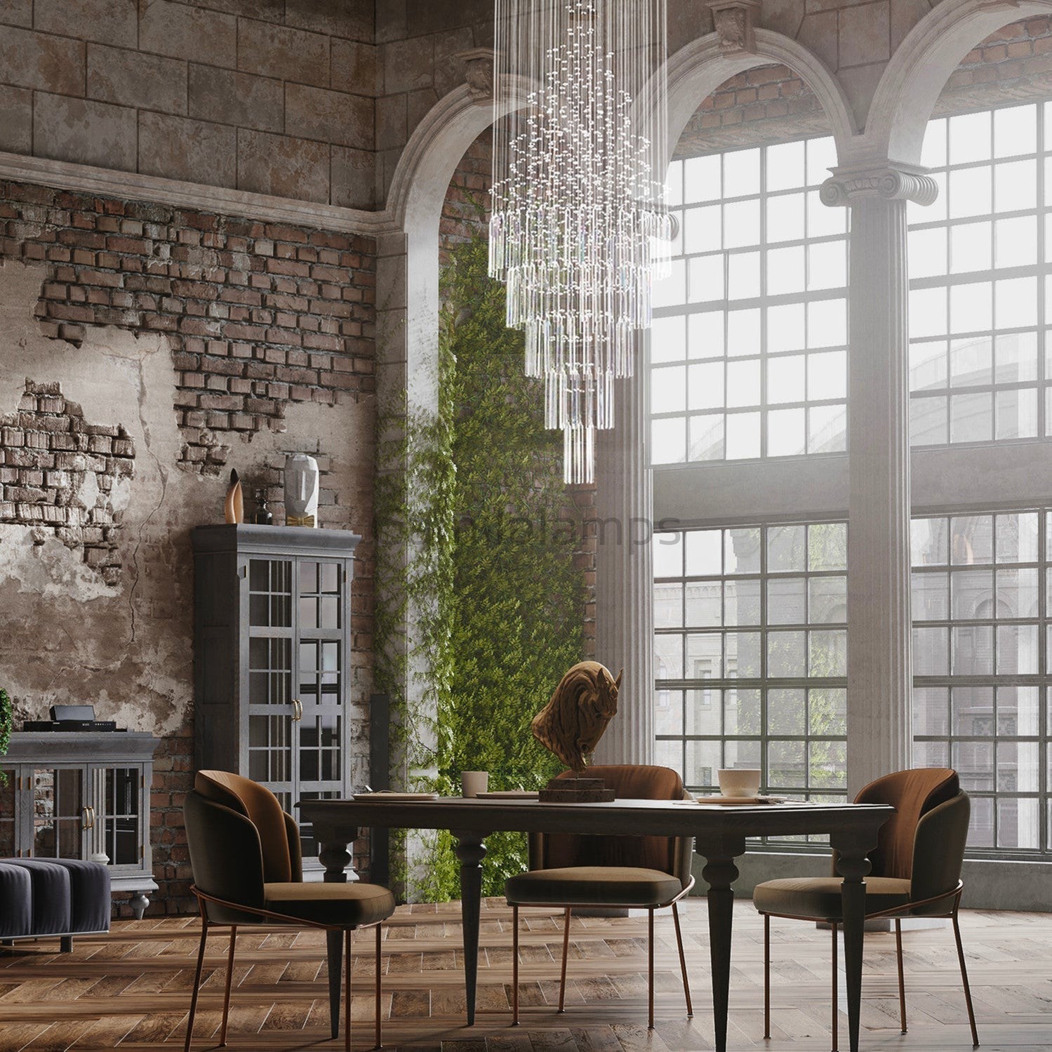 Floating Castle Round Raindrop Crystal Chandelier Ceiling Lights - Camilalamps - CH052-1D