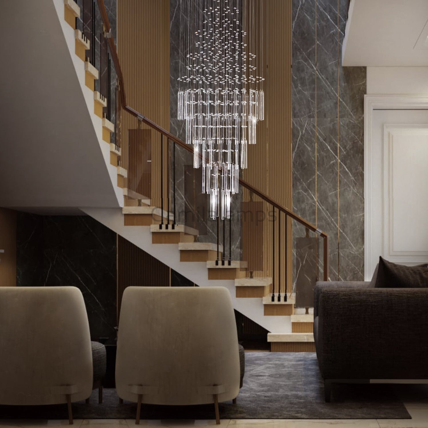 Floating Castle Round Raindrop Crystal Chandelier Ceiling Lights - Camilalamps - CH052-1D