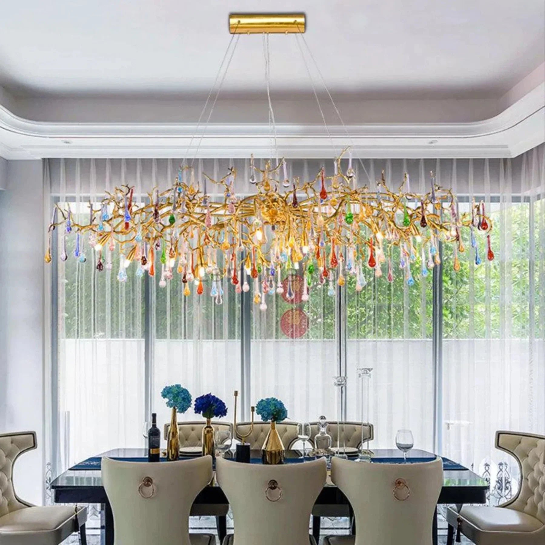 Florian Colorful Crystal Long Branch Chandelier - Camilalamps - CAM - Fl - W02