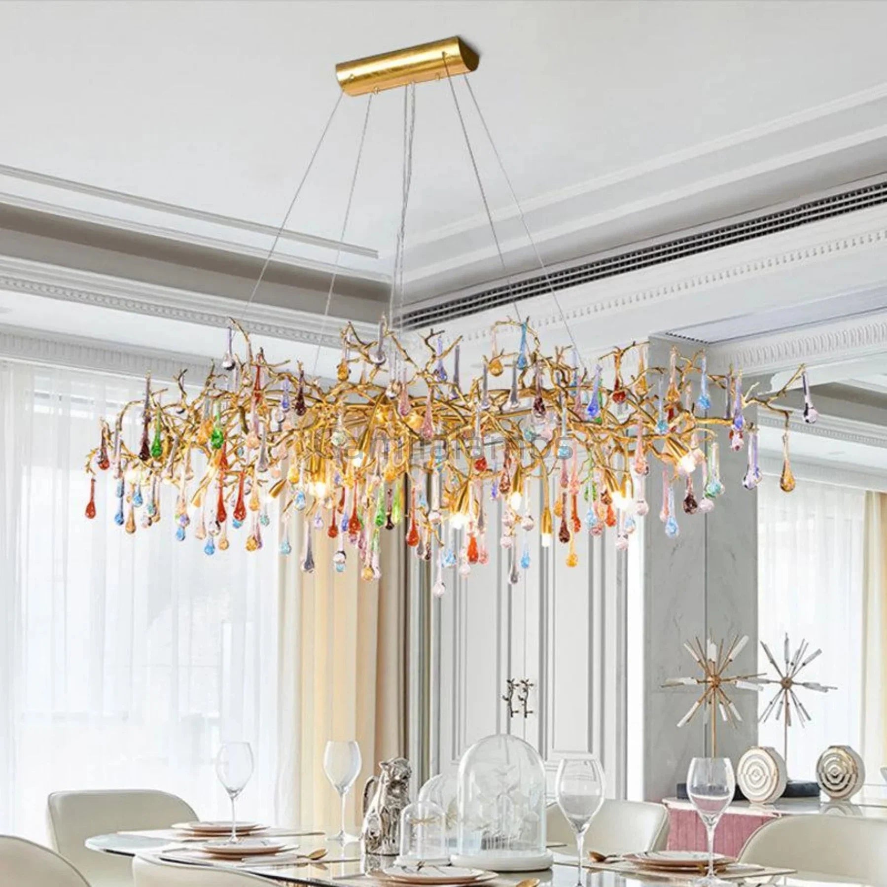 Florian Colorful Crystal Long Branch Chandelier - Camilalamps - CAM - Fl - W02