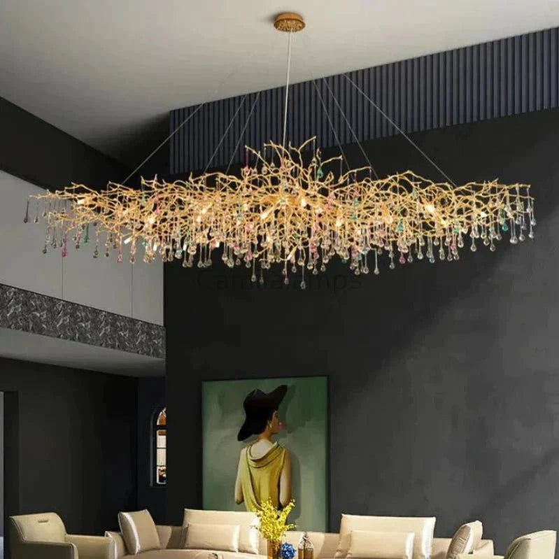 Florian Colorful Crystal Long Branch Chandelier - Camilalamps - CAM - Fl - W04