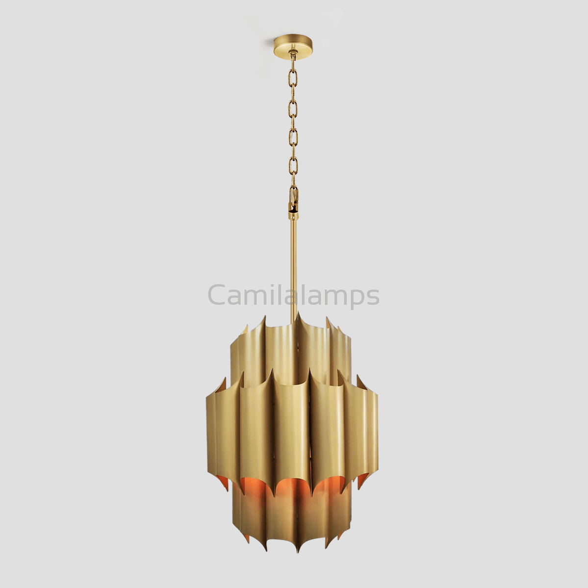Gabe Brass Fluted Chandelier - Camilalamps - Ca-1LI2024-1C5828