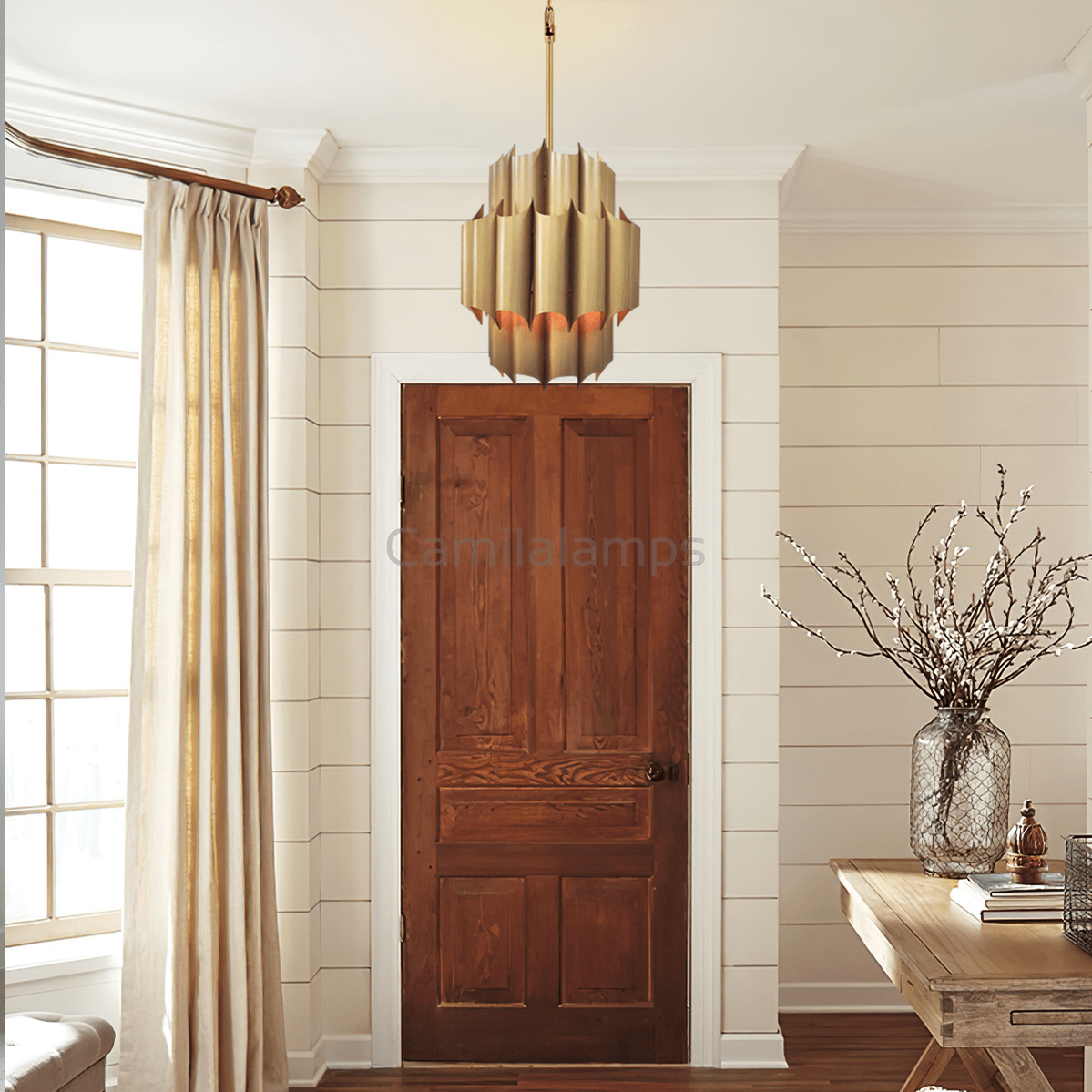 Gabe Brass Fluted Chandelier - Camilalamps - CA - LI2024 - C5829