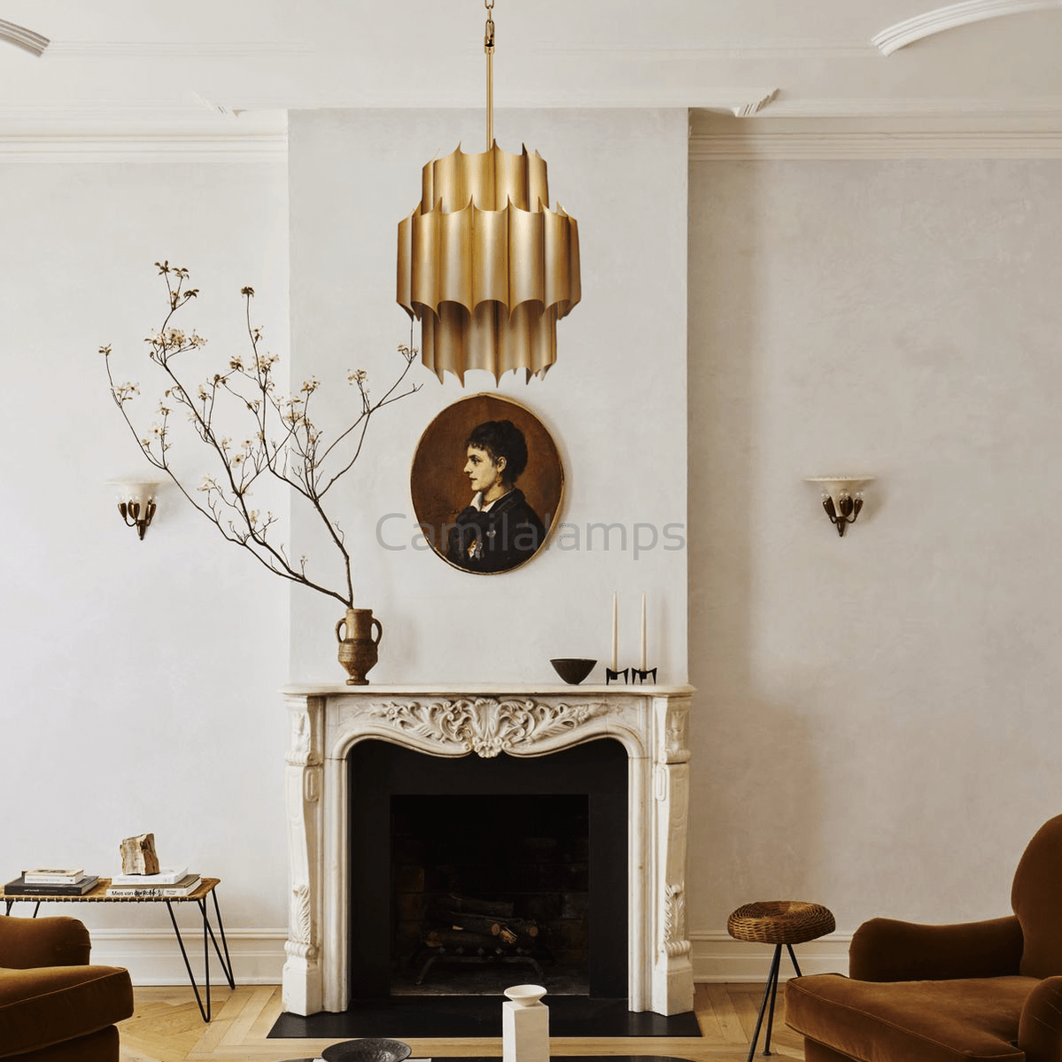 Gabe Brass Fluted Chandelier - Camilalamps - CA - LI2024 - C5829