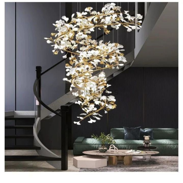 Ginkgo Cascading B (Spiral) Branch Chandelier - Camilalamps - Ca-1GI2023-1C1425