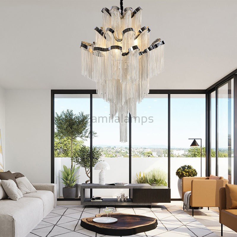 Gladys Aluminum Chain Tassel Stream Chandelier - Camilalamps - Ca-1a-1051