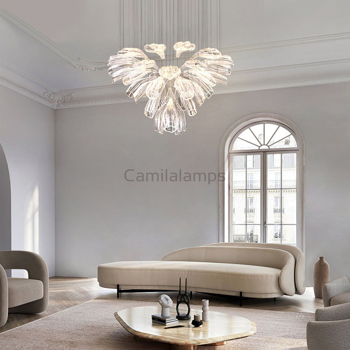 Glass Lotus Chandelier - Camilalamps - CA - Glass - 1849 - 007