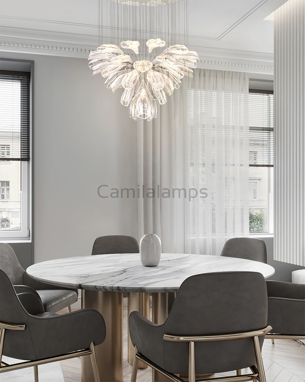 Glass Lotus Chandelier - Camilalamps - CA - Glass - 1849 - 007