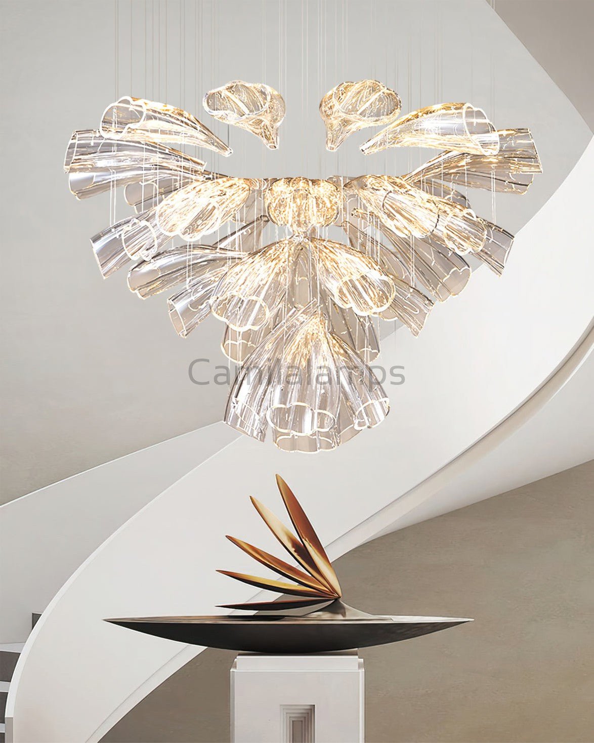 Glass Lotus Chandelier - Camilalamps - CA - Glass - 1849 - 007