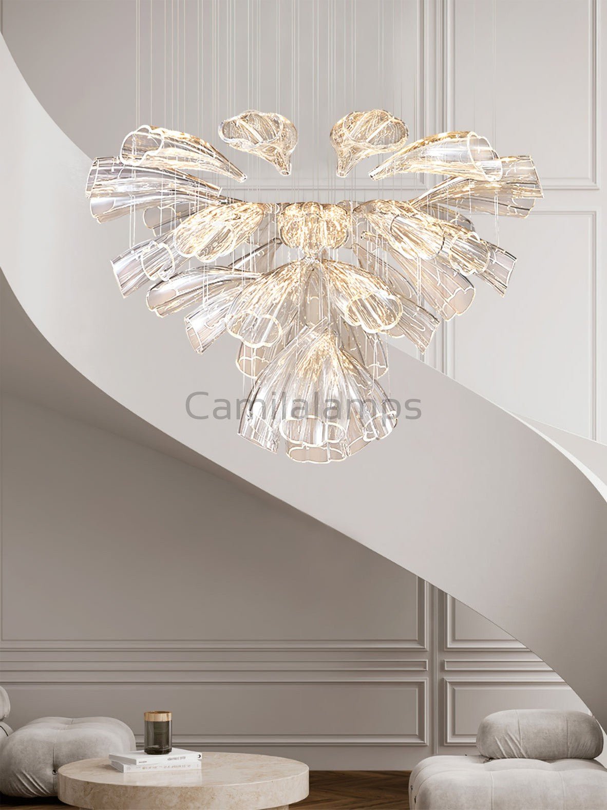 Glass Lotus Chandelier - Camilalamps - CA - Glass - 1849 - 007