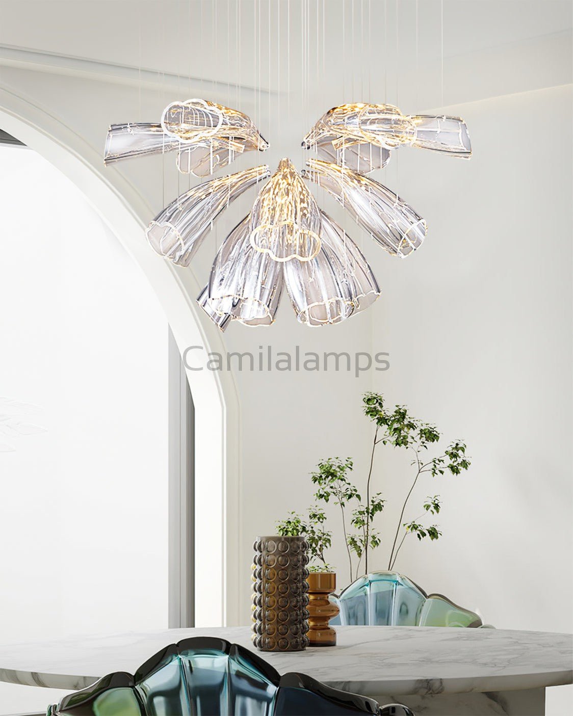 Glass Lotus Chandelier - Camilalamps - CA - Glass - 1849 - 007